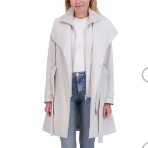 NWT Halston Light Gray Trench Coat